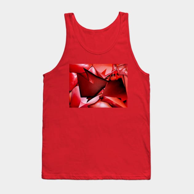 Geometric Shapes in Red Color Tank Top by mavicfe